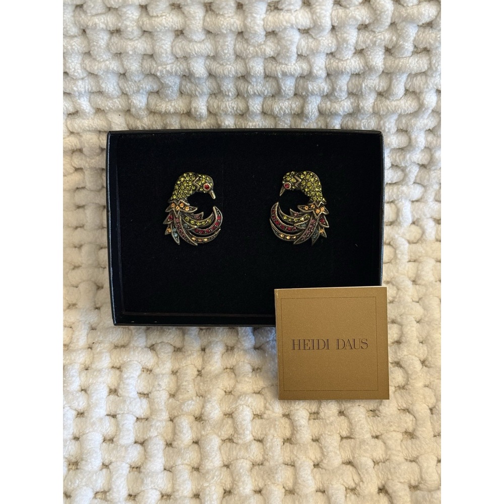 Heidi Daus Bird Earrings Multicolor Crystal Vintage-Inspired NIB BR3G08A4